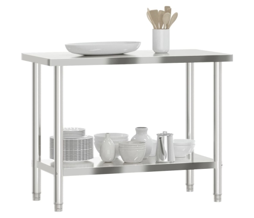 vidaXL virtuves darba galds, 110x55x85 cm, nerūsējošs tērauds