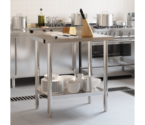 vidaXL virtuves darba galds, 82,5x55x93 cm, nerūsējošs tērauds