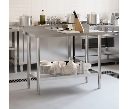 vidaXL virtuves darba galds, 110x55x93 cm, nerūsējošs tērauds