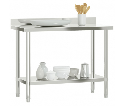 vidaXL virtuves darba galds, 110x55x93 cm, nerūsējošs tērauds