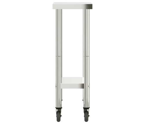 vidaXL virtuves darba galds, riteņi, 55x30x85 cm, nerūsējošs tērauds