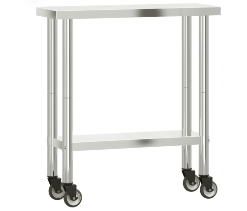vidaXL virtuves darba galds, riteņi, 82,5x30x85 cm, nerūsējošs tērauds