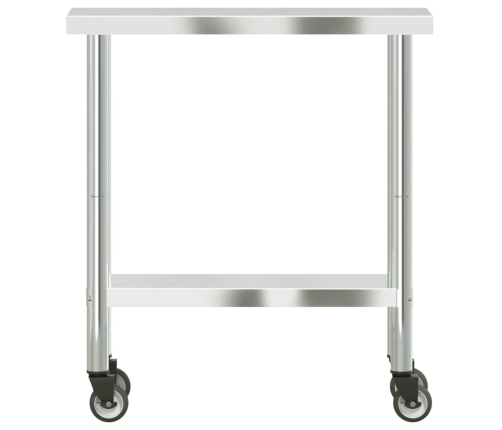 vidaXL virtuves darba galds, riteņi, 82,5x30x85 cm, nerūsējošs tērauds