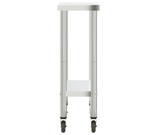 vidaXL virtuves darba galds, riteņi, 82,5x30x85 cm, nerūsējošs tērauds