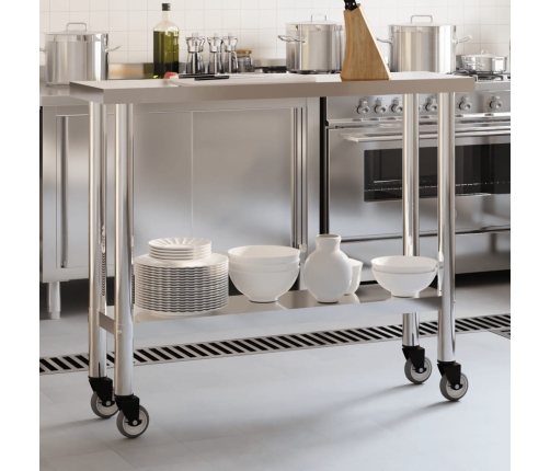 Virtuves Darba Galds, Riteņi, 110X30X85 Cm, Nerūsējošs Tērauds Vidaxl