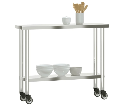 Virtuves Darba Galds, Riteņi, 110X30X85 Cm, Nerūsējošs Tērauds Vidaxl