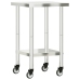 vidaXL virtuves darba galds, riteņi, 55x55x85 cm, nerūsējošs tērauds