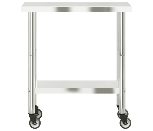 vidaXL virtuves darba galds, riteņi, 82,5x55x85 cm, nerūsējošs tērauds