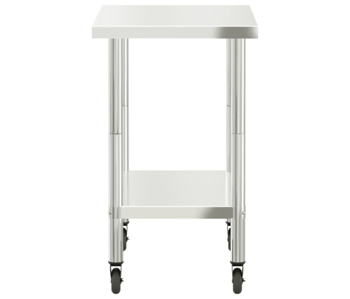 vidaXL virtuves darba galds, riteņi, 82,5x55x85 cm, nerūsējošs tērauds