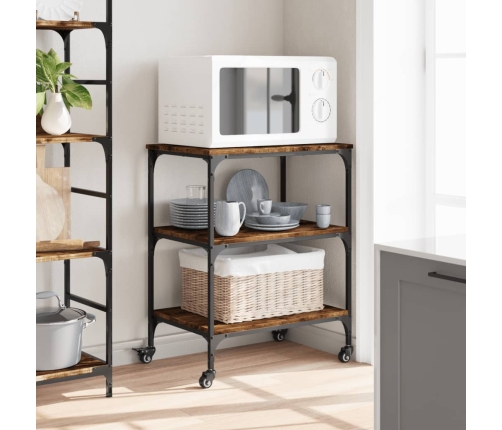 vidaXL virtuves ratiņi, ozolkoka krāsa, 60x41x76 cm, inženierijas koks