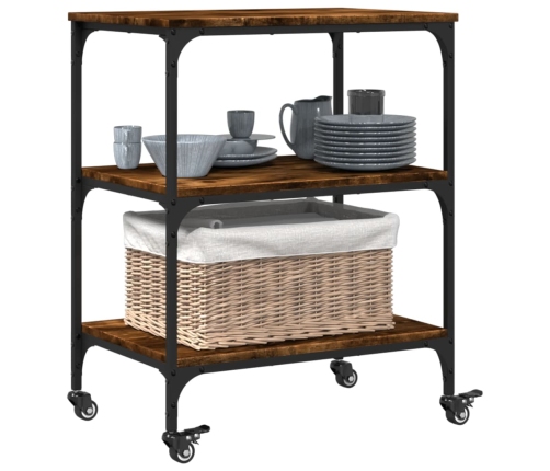 vidaXL virtuves ratiņi, ozolkoka krāsa, 60x41x76 cm, inženierijas koks