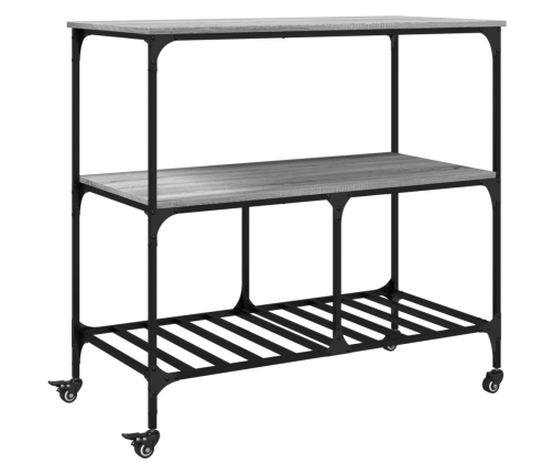 vidaXL virtuves ratiņi, pelēka koka, 100x50x95 cm, inženierijas koks