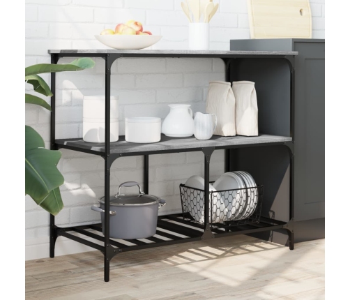 vidaXL virtuves ratiņi, pelēka koka, 100x50x95 cm, inženierijas koks