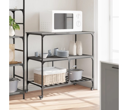 vidaXL virtuves ratiņi, pelēka koka, 100x50x95 cm, inženierijas koks