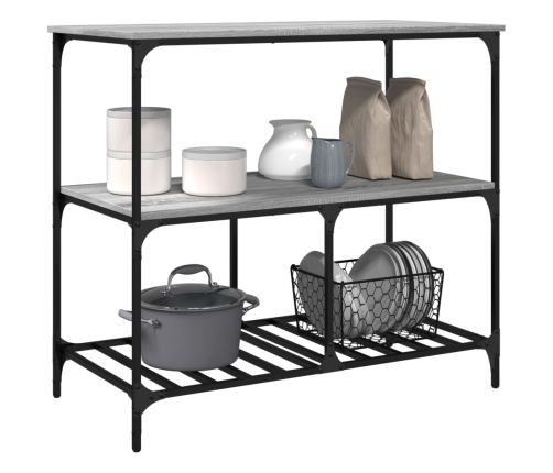 vidaXL virtuves ratiņi, pelēka koka, 100x50x95 cm, inženierijas koks