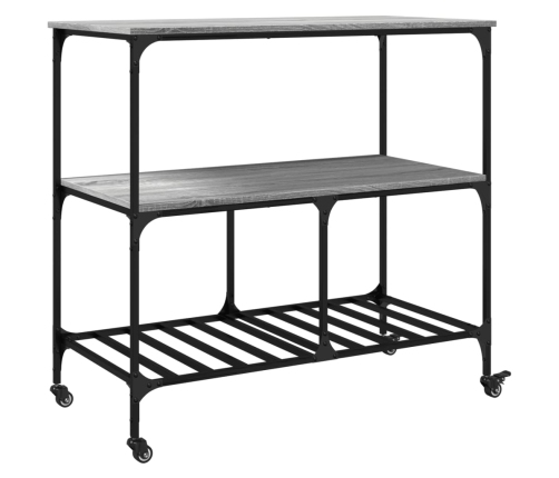 vidaXL virtuves ratiņi, pelēka koka, 100x50x95 cm, inženierijas koks