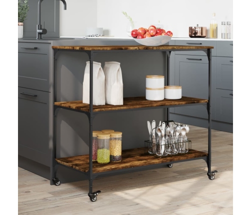 vidaXL virtuves ratiņi, ozola krāsa, 102x50x95 cm, inženierijas koks