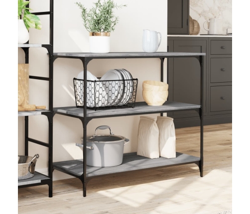 vidaXL virtuves ratiņi, pelēka koka, 102x50x95 cm, inženierijas koks