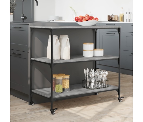 vidaXL virtuves ratiņi, pelēka koka, 102x50x95 cm, inženierijas koks