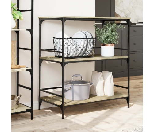 vidaXL virtuves ratiņi, ozola krāsa, 100,5x50x105cm, inženierijas koks