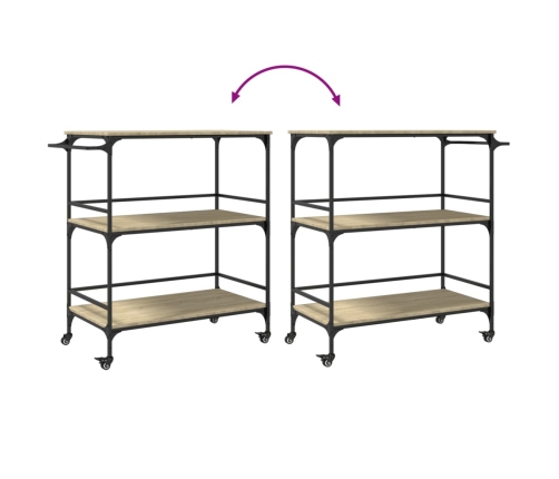 vidaXL virtuves ratiņi, ozola krāsa, 100,5x50x105cm, inženierijas koks