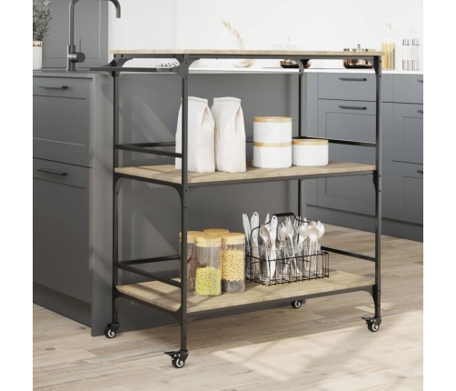 vidaXL virtuves ratiņi, ozola krāsa, 100,5x50x105cm, inženierijas koks