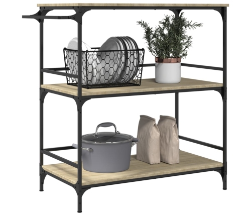 vidaXL virtuves ratiņi, ozola krāsa, 100,5x50x105cm, inženierijas koks