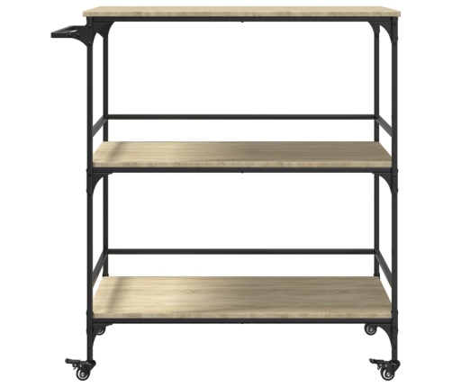 vidaXL virtuves ratiņi, ozola krāsa, 100,5x50x105cm, inženierijas koks