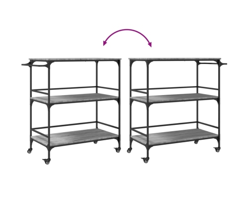 vidaXL virtuves ratiņi, pelēka koka, 100,5x50x105cm, inženierijas koks