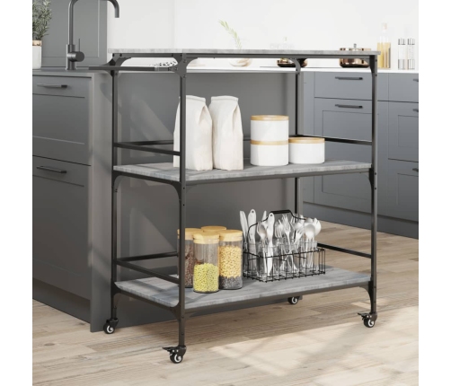 vidaXL virtuves ratiņi, pelēka koka, 100,5x50x105cm, inženierijas koks