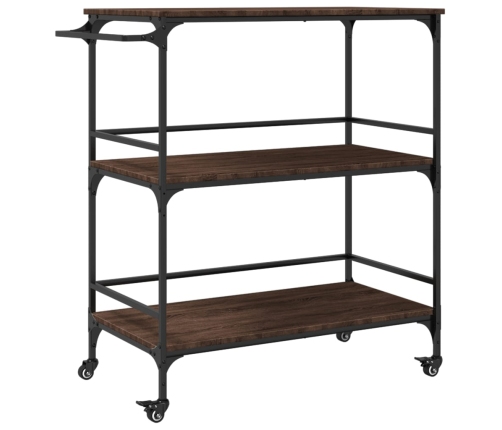 vidaXL virtuves ratiņi, brūni, 100,5x50x105cm, inženierijas koks