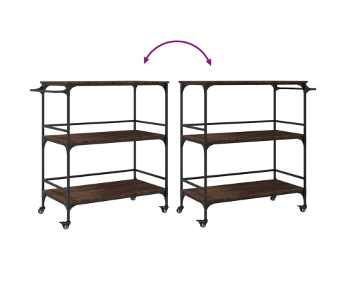 vidaXL virtuves ratiņi, brūni, 100,5x50x105cm, inženierijas koks