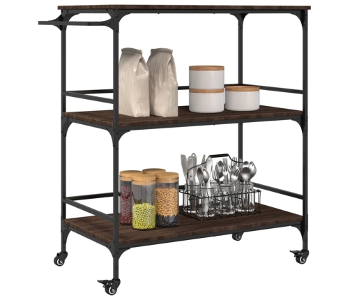 vidaXL virtuves ratiņi, brūni, 100,5x50x105cm, inženierijas koks