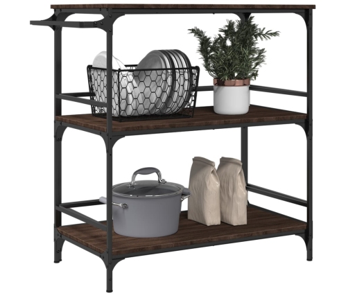 vidaXL virtuves ratiņi, brūni, 100,5x50x105cm, inženierijas koks