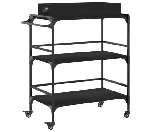 vidaXL virtuves ratiņi, melni, 81,5x41x92,5 cm, inženierijas koks