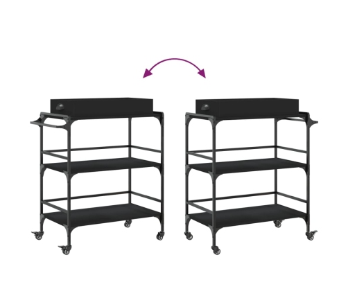 vidaXL virtuves ratiņi, melni, 81,5x41x92,5 cm, inženierijas koks