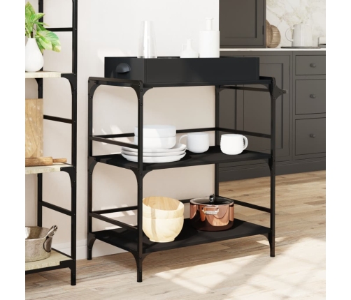 vidaXL virtuves ratiņi, melni, 81,5x41x92,5 cm, inženierijas koks