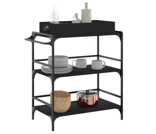 vidaXL virtuves ratiņi, melni, 81,5x41x92,5 cm, inženierijas koks