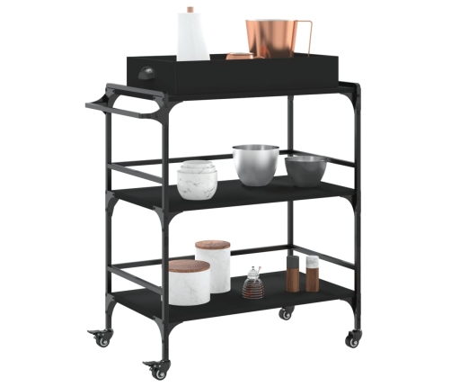 vidaXL virtuves ratiņi, melni, 81,5x41x92,5 cm, inženierijas koks