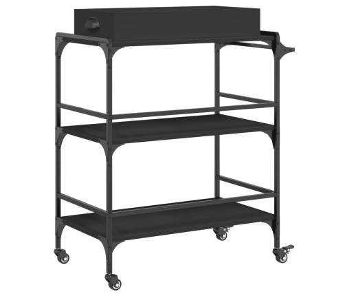 vidaXL virtuves ratiņi, melni, 81,5x41x92,5 cm, inženierijas koks