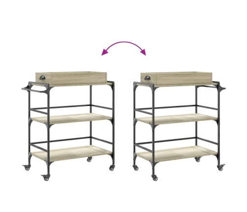 vidaXL virtuves ratiņi, ozolkoka, 81,5x41x92,5 cm, inženierijas koks