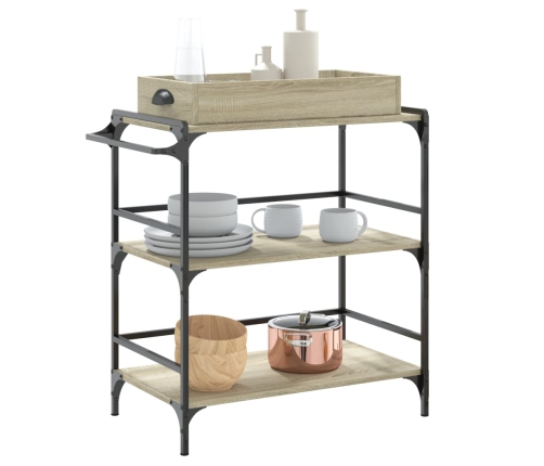 vidaXL virtuves ratiņi, ozolkoka, 81,5x41x92,5 cm, inženierijas koks