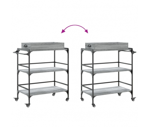 Virtuves Ratiņi, Pelēka Koka, 81,5X41X92,5Cm, Inženierijas Koks Vidaxl