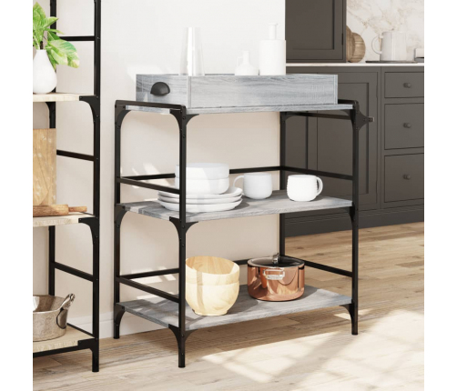 Virtuves Ratiņi, Pelēka Koka, 81,5X41X92,5Cm, Inženierijas Koks Vidaxl