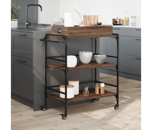 vidaXL virtuves ratiņi, brūna ozola, 81,5x41x92,5cm, inženierijas koks