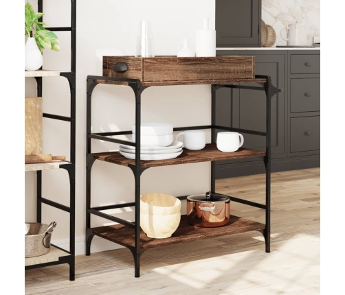 vidaXL virtuves ratiņi, brūna ozola, 81,5x41x92,5cm, inženierijas koks