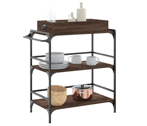 vidaXL virtuves ratiņi, brūna ozola, 81,5x41x92,5cm, inženierijas koks