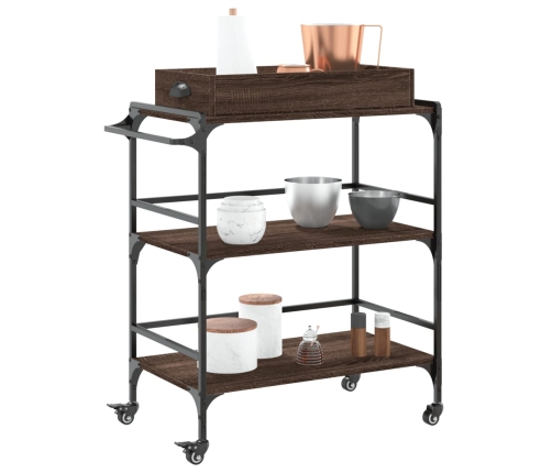 vidaXL virtuves ratiņi, brūna ozola, 81,5x41x92,5cm, inženierijas koks