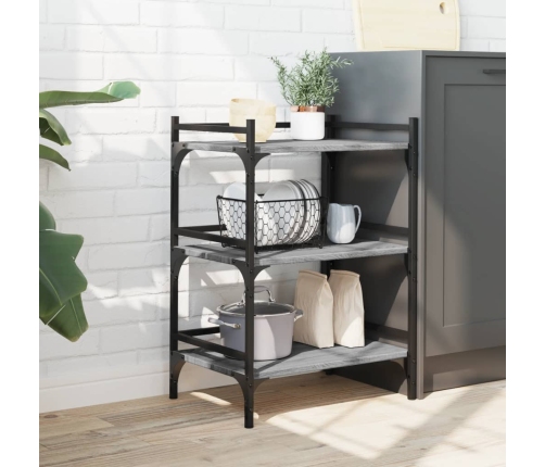 vidaXL virtuves ratiņi, pelēka koka, 50x35x75,5 cm, inženierijas koks