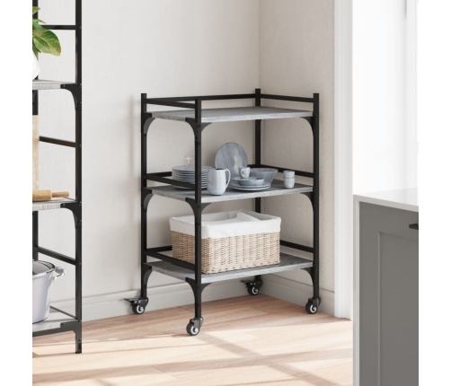 vidaXL virtuves ratiņi, pelēka koka, 50x35x75,5 cm, inženierijas koks